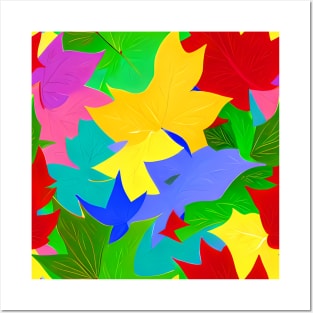 Abstract leaves patchwork, colorful, geometrical,seammless patterns Posters and Art